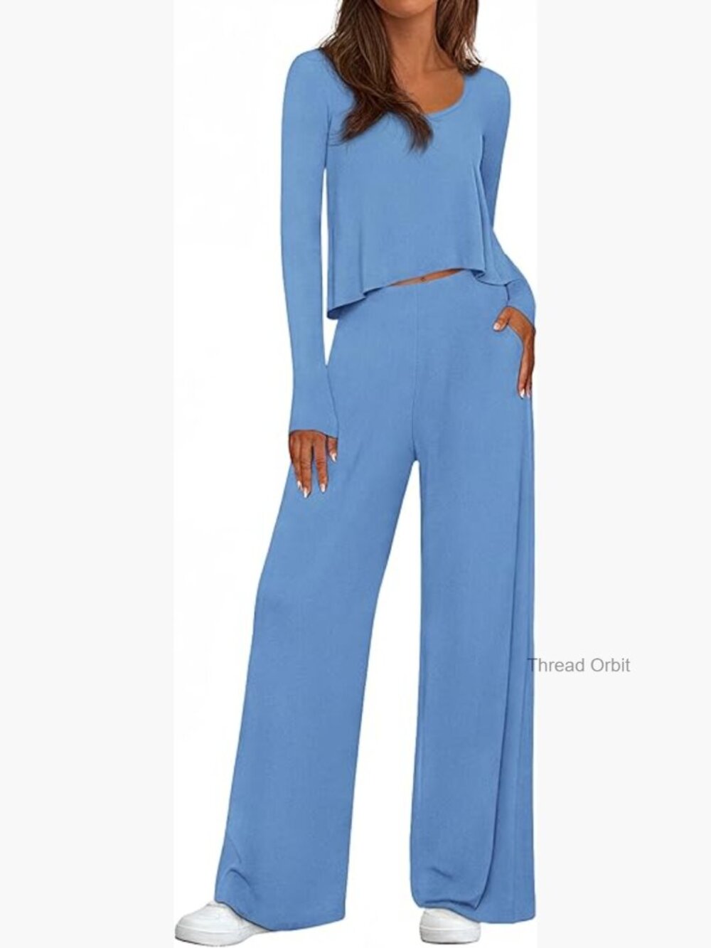 Women's 2-Piece Lounge Set Long Sleeve Pajamas Matching Comfy Pants Travel